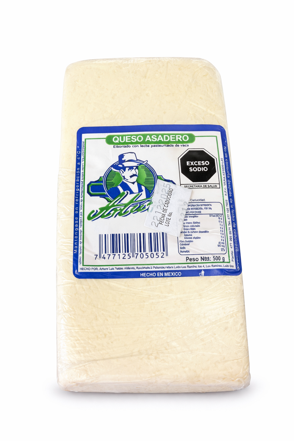 Queso Asadero Barra 500g Arturo